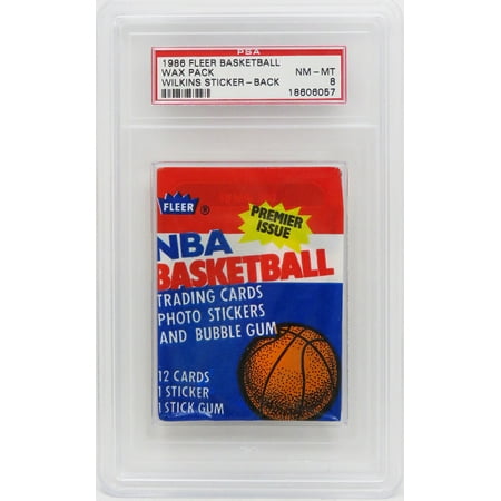1986 Fleer Basketball Wax Pack - (Encapsulated / Graded PSA 8) (D. Wilkins RC Sticker On Back) Michael Jordan RC??