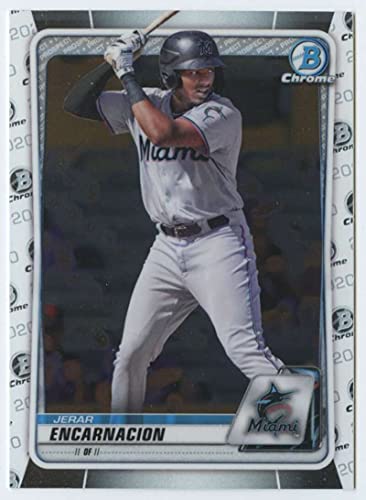 2020 Bowman Draft Chrome Baseball #BD-185 Jerar Encarnacion Miami Marlins Official MLB Trading Card in Near Mint to Mint Condition (Stock Photo Shown)