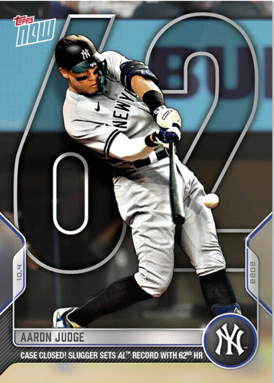 Aaron Judge 62 Home Run Of The Season Topps NOW #1012