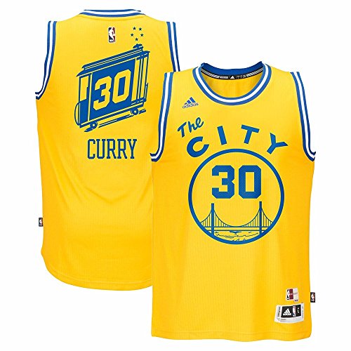 Adidas Stephen Curry Golden State Warriors NBA Men Gold Official Climacool Hardwood Classic Swingman Jersey (4XL)