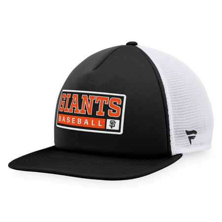 Men's Majestic Black/White San Francisco Giants Foam Trucker Snapback Hat - OSFA