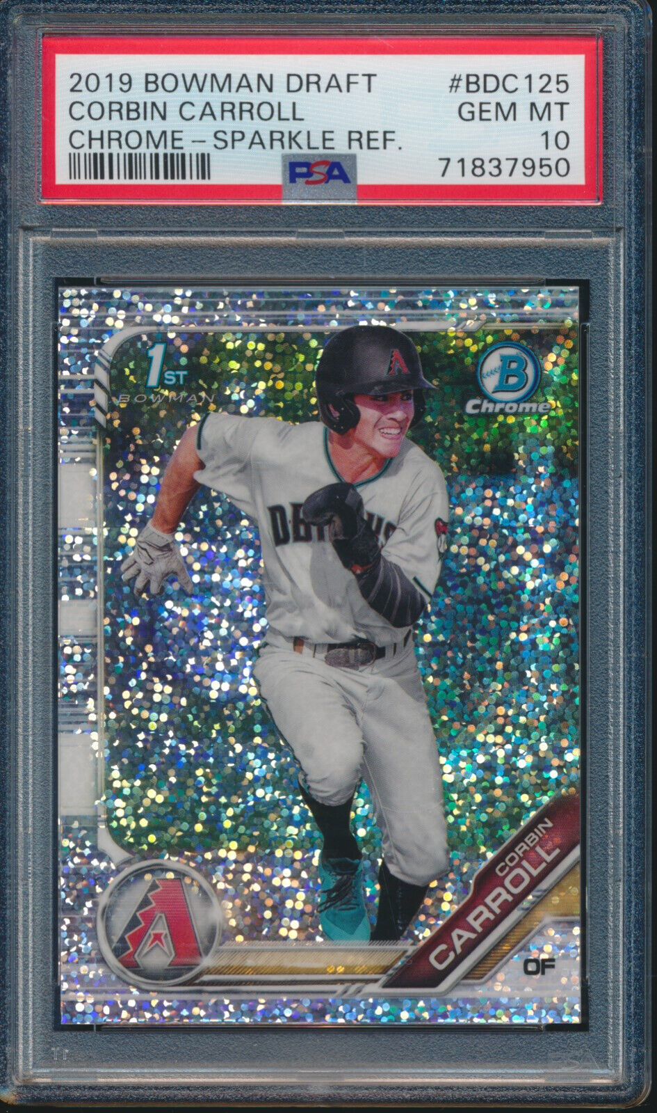 PSA 10 CORBIN CARROLL 2019 Bowman Chrome Draft SPARKLES REFRACTOR RC GEM MINT