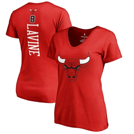 Women's Fanatics Branded Zach LaVine Red Chicago Bulls Team Backer Name & Number V-Neck T-Shirt